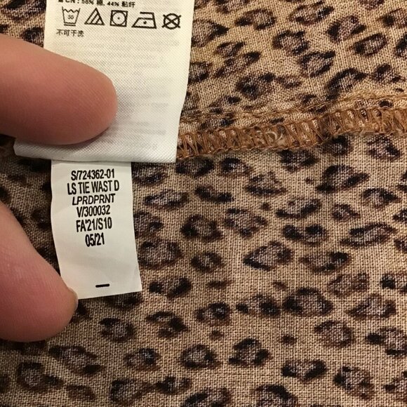 Gap XL NWT Leopard Animal Print Belted Long Sleeve Dress Brown Pockets - Picture 6 of 10